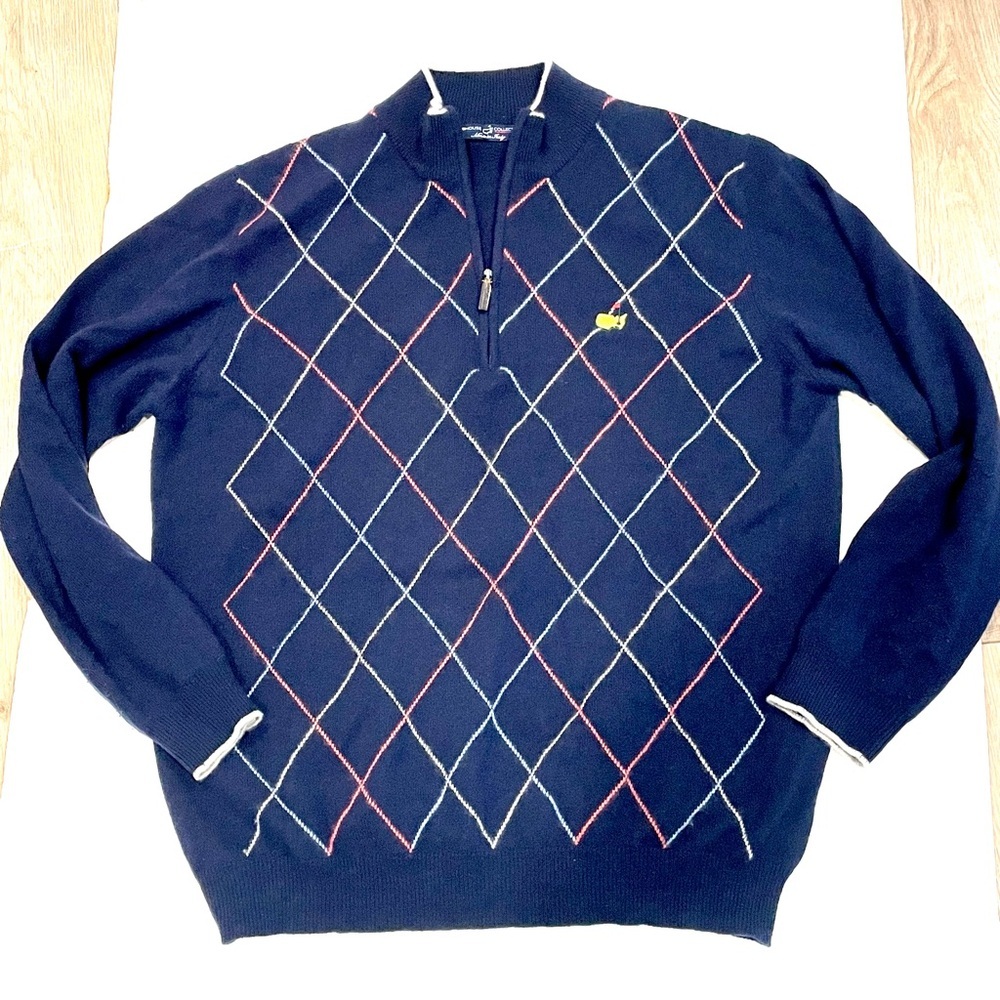 MASTERS Clubhouse Collection Cashmere 1/4 Zip Sweater MADE IN ITALY Large L